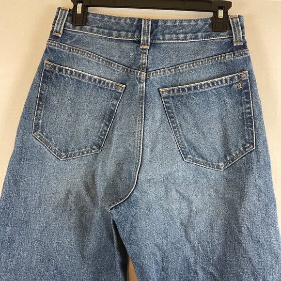 Madewell The Curvy Balloon Jeans 26 Blue Dark Wash Raw Hem - Picture 7 of 11